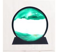 HAGJII Arte De Arena En Movimiento con Cristal De Alta Transparencia, Pantalla 3D con Movimiento Líquido Pintura De Arena Creatividad Cuadro De Arena(Verde,12in)