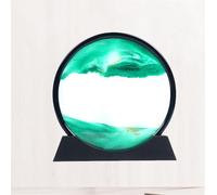 HAGJII Arte De Arena En Movimiento con Cristal De Alta Transparencia, Pantalla 3D con Movimiento Líquido Pintura De Arena Creatividad Cuadro De Arena(Verde,7in)