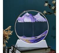 HAGJII Arte De Arena En Movimiento Marco Redondo De Cristal, Paisaje Marino En 3D Pintura De Arena para Decorar El Escritorio De La Oficina En Casa Cuadro De Arena(Purple,12in)