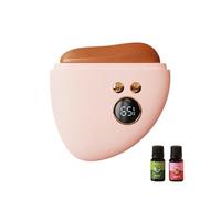 HAGJII Guasha Electrico, 5 Niveles De Temperatura Y Vibración Masajeador Face Para Mujeres, Set De Regalo Con Función De Calor Para Cuello, Mentón Y Modelado Face(Red Bian Stone)
