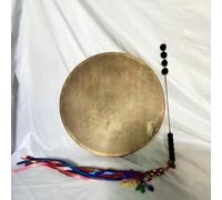HAGJII Tambor Chamánico Piel De Oveja Negra Tambor De Marco Una Cara Doble Fila Caña De Cobre Tambor De Mano con Baquetas Blandas para Meditación Curación del Sonido(40cm)