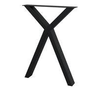 HAGO 24 patas de mesa, patines de mesa, forma de X, estructura de mesa, acero negro, 50 x 72 cm, pie de mesa, altura regulable, preperforado, revestimiento de polvo, construcción de muebles