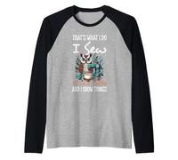 Hago, Coso, Bebo café y sé Que me encantan los búhos y los Animales Camiseta Manga Raglan