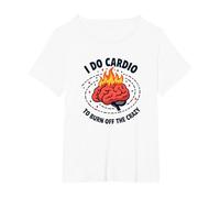 Hago Ejercicios cardiovasculares para Quemar la Loca y Divertida Cita de acondicionamiento físico Camiseta, Mujer Tallas Grandes, Blanco, 2XL Grande