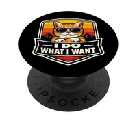Hago lo Que Quiero, Amante del dueño de un Gato, Divertido, Retro, Broma Vintage PopSockets PopGrip Adhesivo