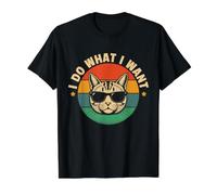 Hago lo Que Quiero con mi Gato Vintage Cat Lover Camiseta gráfica económica, Hombre, Negro, L
