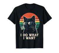 Hago lo Que Quiero Cool Retro Cat Actitud Camiseta