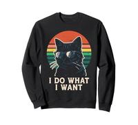 Hago lo Que Quiero Cool Retro Cat Actitud Sudadera