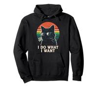 Hago lo Que Quiero Cool Retro Cat Actitud Sudadera con Capucha