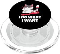 Hago lo Que Quiero Gato derramando Vino Tinto - Amantes del Gato y el Vino PopSockets PopGrip para MagSafe