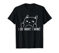 Hago lo Que Quiero Humor Divertido de Adultos Gato Dedo Camiseta gráfica económica, Hombre, Negro, L