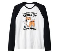 Hago lo Que Quiero - Shiba Life Retro Cartoon Dog Camiseta Manga Raglan