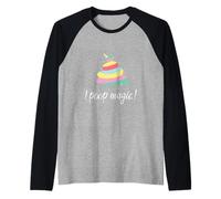Hago popó Magic Unicorn Rainbow Poop Camiseta Manga Raglan