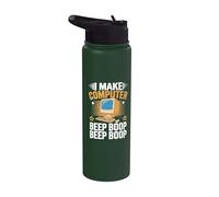 Hago que la computadora Beep Boop Funny Software Engineer Coding Stainless Steel Insulated Water Bottle
