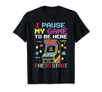 Hago una Pausa en mi Juego para Estar aquí Retro Arcade Gamer Funny Pixel Camiseta