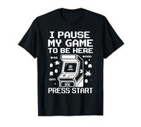 Hago una Pausa en mi Juego para Estar aquí Retro Arcade Gamer Funny Pixel Camiseta