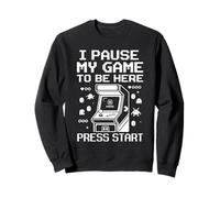 Hago una Pausa en mi Juego para Estar aquí Retro Arcade Gamer Funny Pixel Sudadera