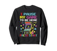 Hago una Pausa en mi Juego para Estar aquí Retro Arcade Gamer Funny Pixel Sudadera