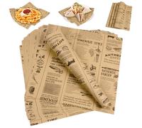 HAGOT 100 Piezas Papel Horno, 25 x 25 cm Antigrasa Hamburguesa Papel para Envolver Alimentos Aspecto de Periódico
