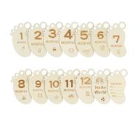 HAGOT 14 Pcs Tarjetas de Hitos Mensuales para Bebés, Mensuales de Madera para Bebés, Tarjetas Bonitas Cumple mes Bebe, Regalo Perpercto Recién Nacido