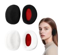 HAGOT 2 Pares Orejeras Sin Banda, Orejeras Invierno Calentadores Hombres Y Mujeres, Orejera Frio Forradas con Polar Para Exteriores, Blanco + Negro