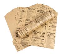 HAGOT 200 Piezas Papel Horno, 25 x 25 cm Antigrasa Hamburguesa Papel para Envolver Alimentos Aspecto de Periódico