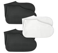 HAGOT 3 Pares Cubrezapatos Impermeables, Reutilizable Antideslizante Silicona Cubrezapatos, Cubiertas del Zapatos Unisex, para Lluvia, Día de Nieve, Caminos Fangosos, Lavable, Negro/Blanco