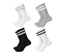 HAGOT 4 PCS Niños Calcetines de Deporte Algodón, Unisexo Calcetines Deportivos de Tenis para Niños, Elásticos a Rayas Calcetines Deporte Running, 11-15 años