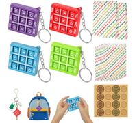 HAGOT 4 Pcs Tres en Raya Niños, Mini Juego de Mesa de Fieltro con Llaveros, Regalos Alumnos Primaria, Detalles Cumpleaños Niños, Juego de Viaje, B