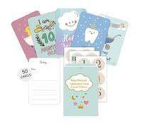 HAGOT 50 Pcs Tarjetas de Hitos Mensuales para Bebés, Mensuales para Bebés para Seguir los Hitos más Especiales, Tarjetas Bonitas Cumple mes Bebe, Regalo Perpercto Recién Nacido
