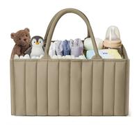 HAGOT Cesta Organizadora Bebe, Organizador Bebe de Carrito de Pañales, con Compartimentos Desmontables, para Futura Mamá (Caqui)