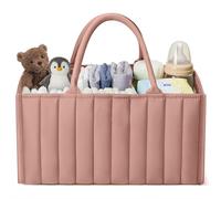HAGOT Cesta Organizadora Bebe, Organizador Bebe de Carrito de Pañales, con Compartimentos Desmontables, para Futura Mamá (Rosa)