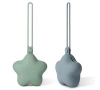 HAGOT Pack de 2 Guarda Chupetes Bebe, Estuche para Guardar Chupete de Silicona, Guardachupetes Portachupetes Sin BPA, Gris Verde + Azul Claro