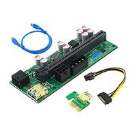 Hagsnec 1 tarjeta gráfica 010-X PCIE 1X a 16X USB 3.0 de 60 mm flash LED para GPU BTC Mining nueva versión