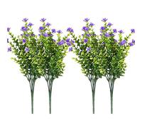 Hagsnec 4 unidades plantas falsificadas artificiales, ramas de eucalipto con aliento de , plástico, arbusto, casa, oficina, jardín, patio, interior y exterior