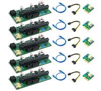 Hagsnec 5 piezas 010-X PCIE Riser 1X a 16X extensión gráfica flash LED para GPU BTC Mining nueva versión instalación horizontal