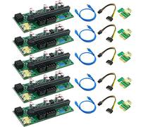 Hagsnec 5 unidades 010-X PCIE 1X a 16X USB 3.0 de 60 mm tarjeta gráfica flash LED para GPU BTC Mining nueva versión