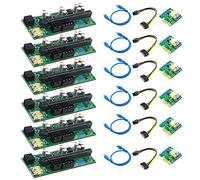 Hagsnec 6 piezas 010-X PCIE Riser 1X a 16X extensión gráfica flash LED para GPU BTC Mining nueva versión instalación horizontal