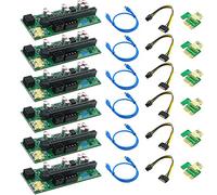 Hagsnec 6 unidades 010-X PCIE 1X a 16X USB 3.0 de 60 mm tarjeta gráfica flash LED para GPU BTC Mining nueva versión