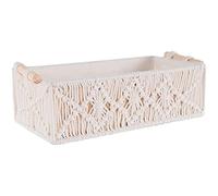 Hagsnec Cesta de almacenamiento Boho Caja de decoración tejida hecha a mano Organizador de encimera cestas de macramé para dormitorio de estar