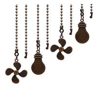 Hagsnec de 4 para ventilador de , diseño de bombilla y ventilador, cadena de extensión, colgante de cadena de 12 pulgadas (bronce rojo)