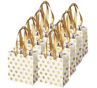 Hagsnec Pequeñas bolsas de regalo con asas de cinta doradas, mini bolsa de regalo para cumpleaños, bodas, vacaciones de Navidad, graduación de (puntos de metal, 8 paquetes a granel)