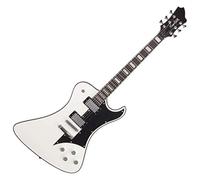 Hagstrom - Guitarra eléctrica de cuerpo sólido de 6 cuerdas, color negro (FANT-BLK), blanco