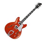 Hagstrom Guitarra eléctrica semihueca de 6 cuerdas, color negro brillante (SUVIK-BLK), Manderin