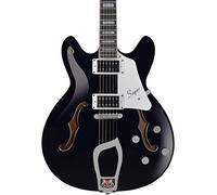 Hagstrom Guitarra eléctrica semihueca de 6 cuerdas, color negro brillante (SUVIK-BLK), negro