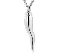 HAGTRB Collar de urna de Cuerno para Hombres Mujeres Cenas de Acero Inoxidable Collar Colgante de Colgante Memorial Ash Urna Joyería