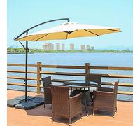 HAGTRB Parasols de jardín en voladizo Garden Banana Parasol Patio Sombra de Sol, W/Crank Base Cruzada Coste de Marco Paraguas de compensación, 3 Metros, Beige al Aire Libre Parasols