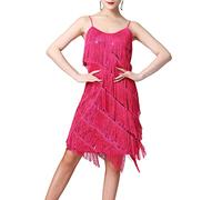 HAHAEMMA Vestido de mujer de los años 20, con flecos, con cuello halter, gran Gatsby, cóctel, fiesta, disfraz, flapper, carnaval, Lentejuelas rosas, L
