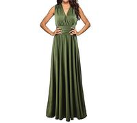 Hahaemma - Vestido de mujer, elegante, largo hasta el suelo, de noche, con escote en V, atadura en el cuello, abierto en la espalda, para dama de honor, para baile de graduación, de verano, de playa