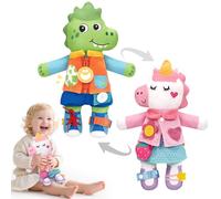 hahaland 2 en 1 Dino & Unicornios Muñeca de Peluche Montessori 1 2 años